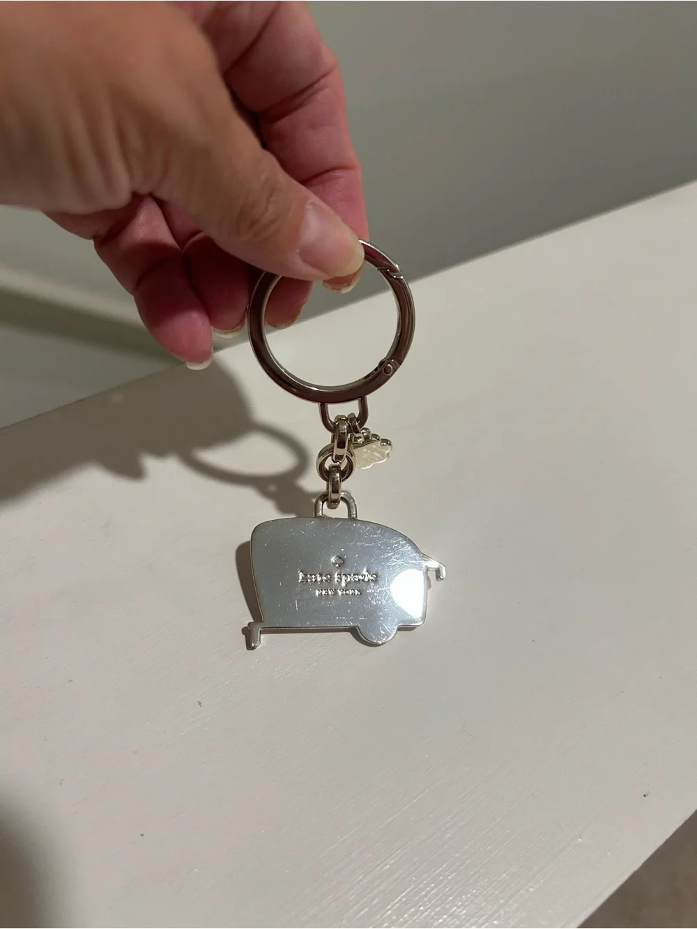 kate spade Pink and Cream Camper Trailer Keyring with Daisy Charm
